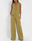 Lina | Zweiteiliges Sommer-Set mit ärmelloser Weste und gerader Hose