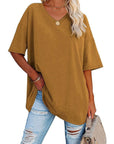 Liora | Oversized Damen T-Shirt mit V-Ausschnitt