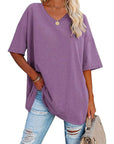 Liora | Oversized Damen T-Shirt mit V-Ausschnitt