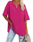 Liora | Oversized Damen T-Shirt mit V-Ausschnitt