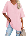 Liora | Oversized Damen T-Shirt mit V-Ausschnitt