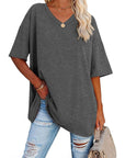 Liora | Oversized Damen T-Shirt mit V-Ausschnitt