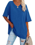 Liora | Oversized Damen T-Shirt mit V-Ausschnitt