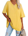Liora | Oversized Damen T-Shirt mit V-Ausschnitt