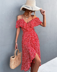Liora | Schulterfreies Sommerkleid mit Blumenprint