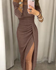 Liora | Glänzendes Partykleid mit Schlitz