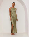 Isabella | Halterneck-Kleid mit Rückenausschnitt und Seitenschlitz