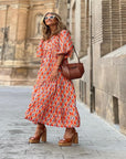 Senara | Boho-Ibiza Maxikleid mit Ethno-Muster