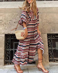 Senara | Boho-Ibiza Maxikleid mit Ethno-Muster