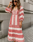 Senara | Boho-Ibiza Maxikleid mit Ethno-Muster