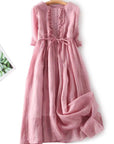 Johanna | Damen-Midikleid mit geraffter Taille und fließendem Fall