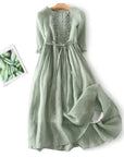 Johanna | Damen-Midikleid mit geraffter Taille und fließendem Fall