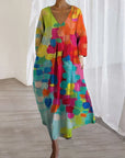 Amalia | Farbenfrohes Kleid mit V‑Ausschnitt