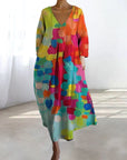 Amalia | Farbenfrohes Kleid mit V‑Ausschnitt