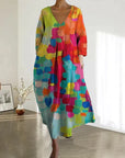 Amalia | Farbenfrohes Kleid mit V‑Ausschnitt