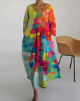 Amalia | Farbenfrohes Kleid mit V‑Ausschnitt