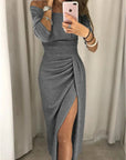 Liora | Glänzendes Partykleid mit Schlitz