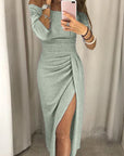 Liora | Glänzendes Partykleid mit Schlitz