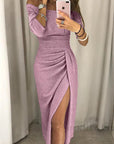 Liora | Glänzendes Partykleid mit Schlitz