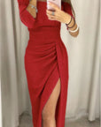 Liora | Glänzendes Partykleid mit Schlitz