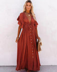 Virella | Maxi-Sommerkleid mit tiefem V-Ausschnitt & Rückenfrei