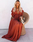 Virella | Maxi-Sommerkleid mit tiefem V-Ausschnitt & Rückenfrei