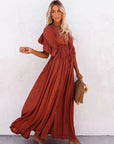 Virella | Maxi-Sommerkleid mit tiefem V-Ausschnitt & Rückenfrei