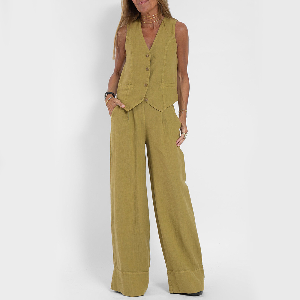 Lina | Zweiteiliges Sommer-Set mit ärmelloser Weste und gerader Hose