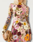Liana | Besticktes Boho-Minikleid mit Blumenmuster