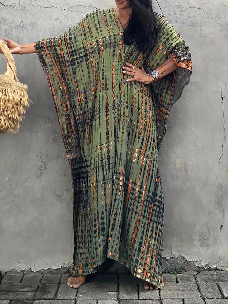 Liora | Fließendes Kaftankleid mit V-Ausschnitt