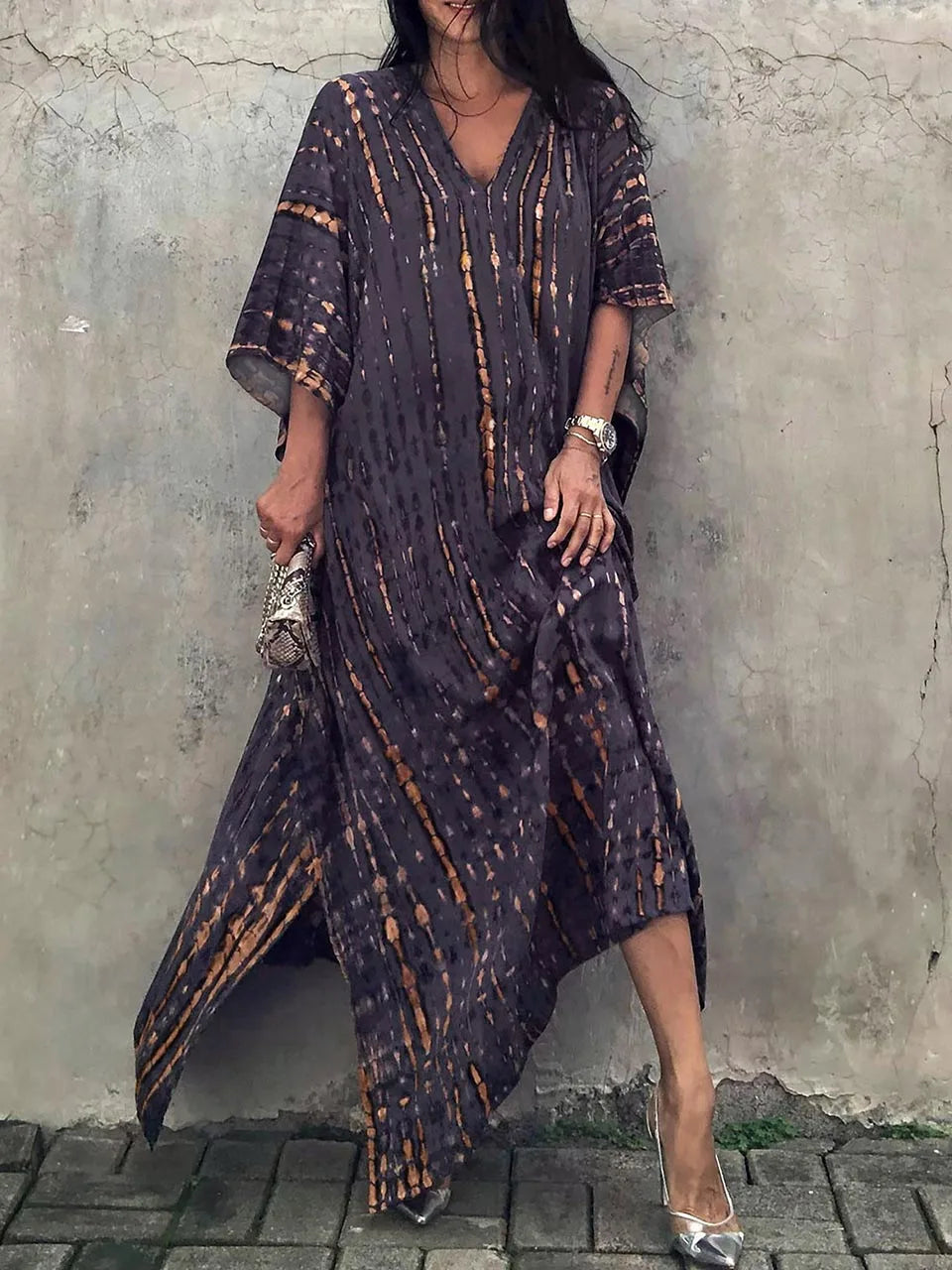Liora | Fließendes Kaftankleid mit V-Ausschnitt