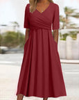 Celesta | Wickel-Midikleid für Damen mit V-Ausschnitt