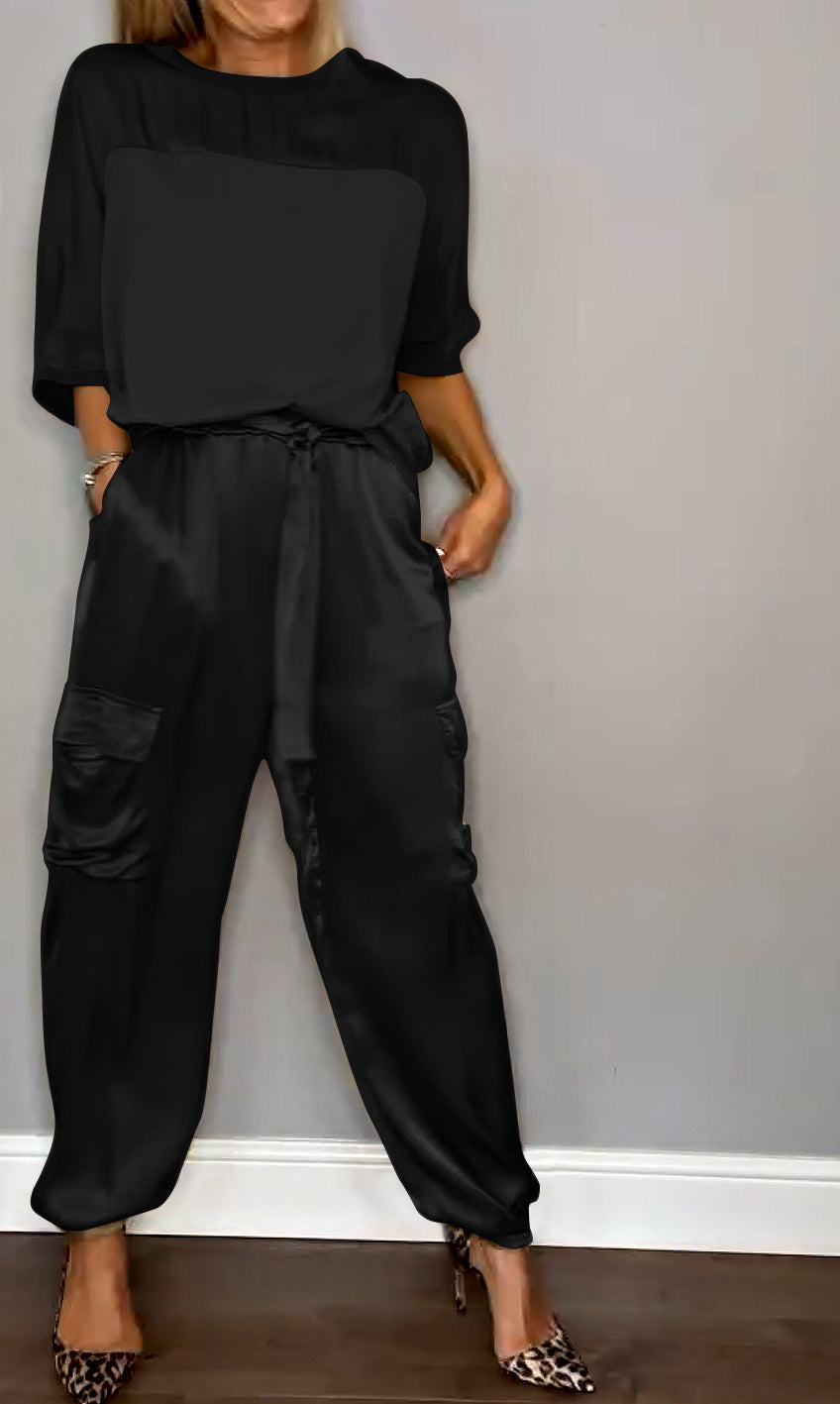 Elenna | Co-Ord-Set mit Crop-Top und weiter Hose