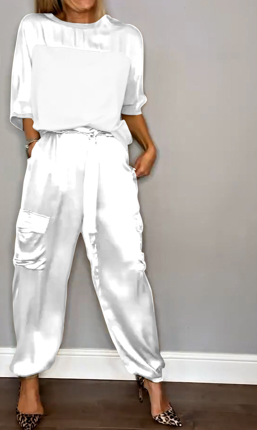 Elenna | Co-Ord-Set mit Crop-Top und weiter Hose