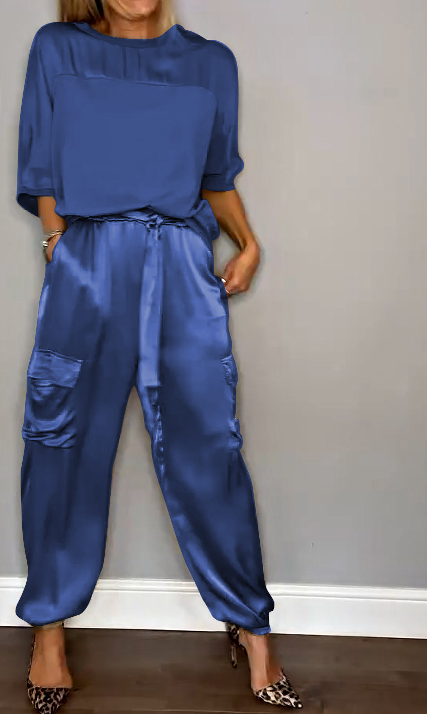 Elenna | Co-Ord-Set mit Crop-Top und weiter Hose