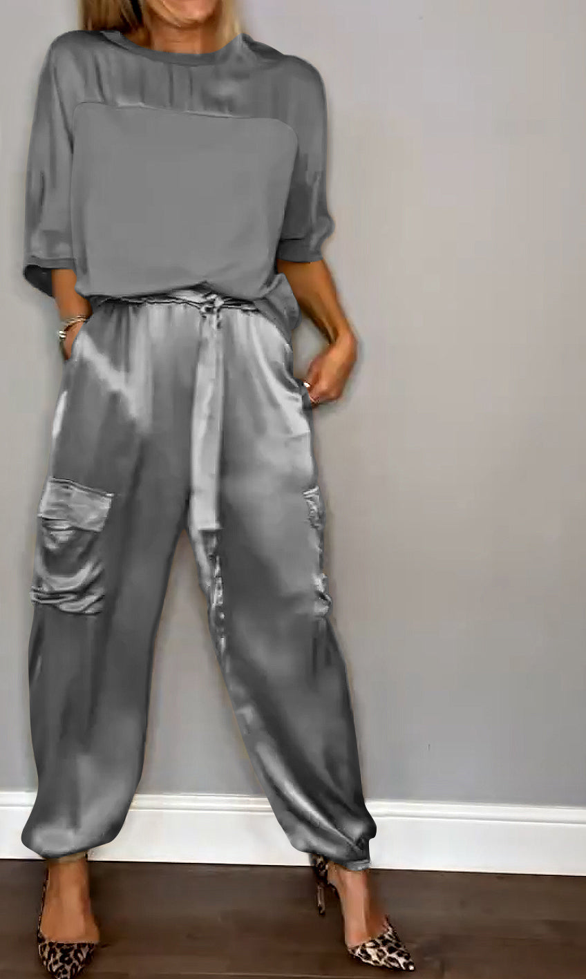 Elenna | Co-Ord-Set mit Crop-Top und weiter Hose