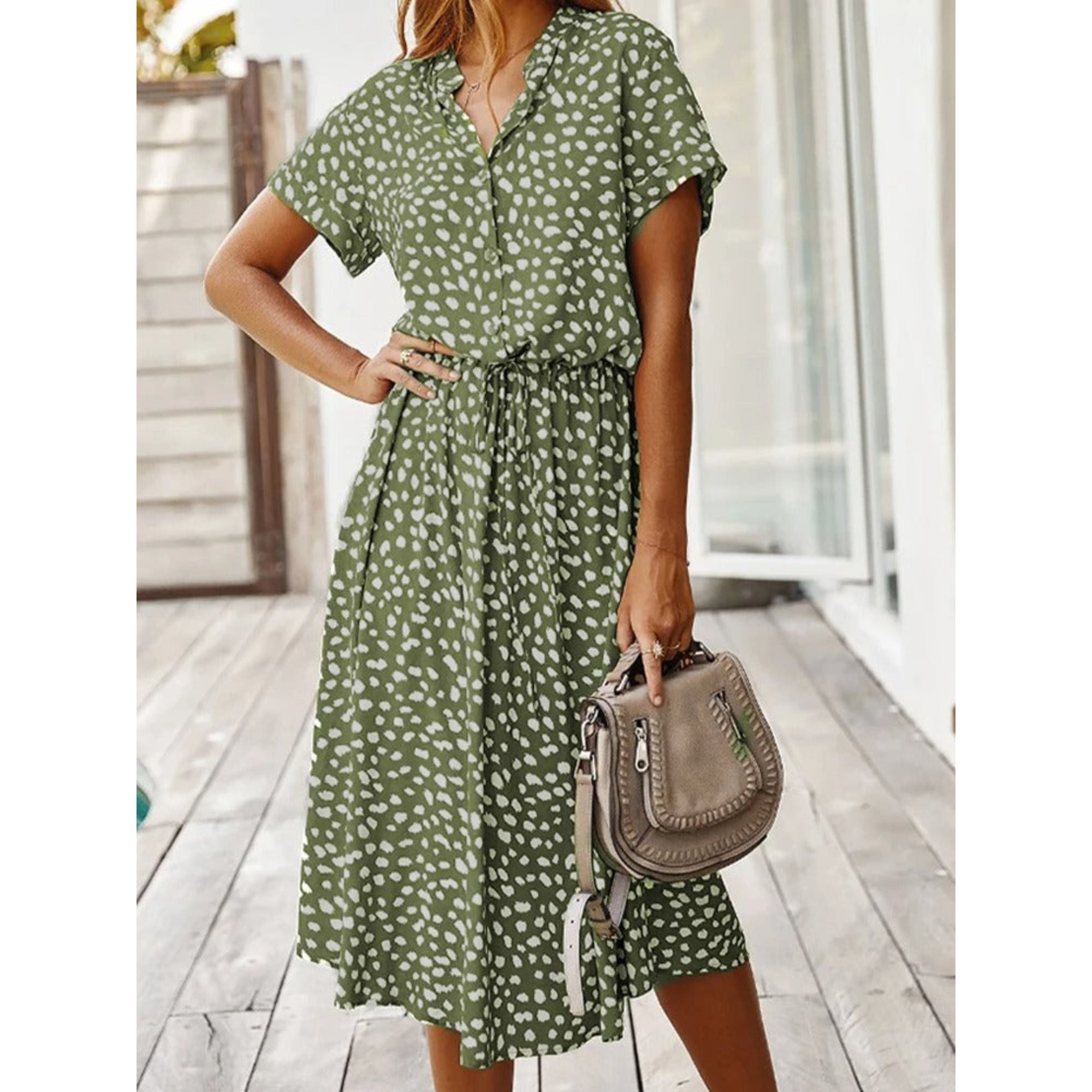 Amira | Knopf-Down-Midikleid mit Bindegürtel