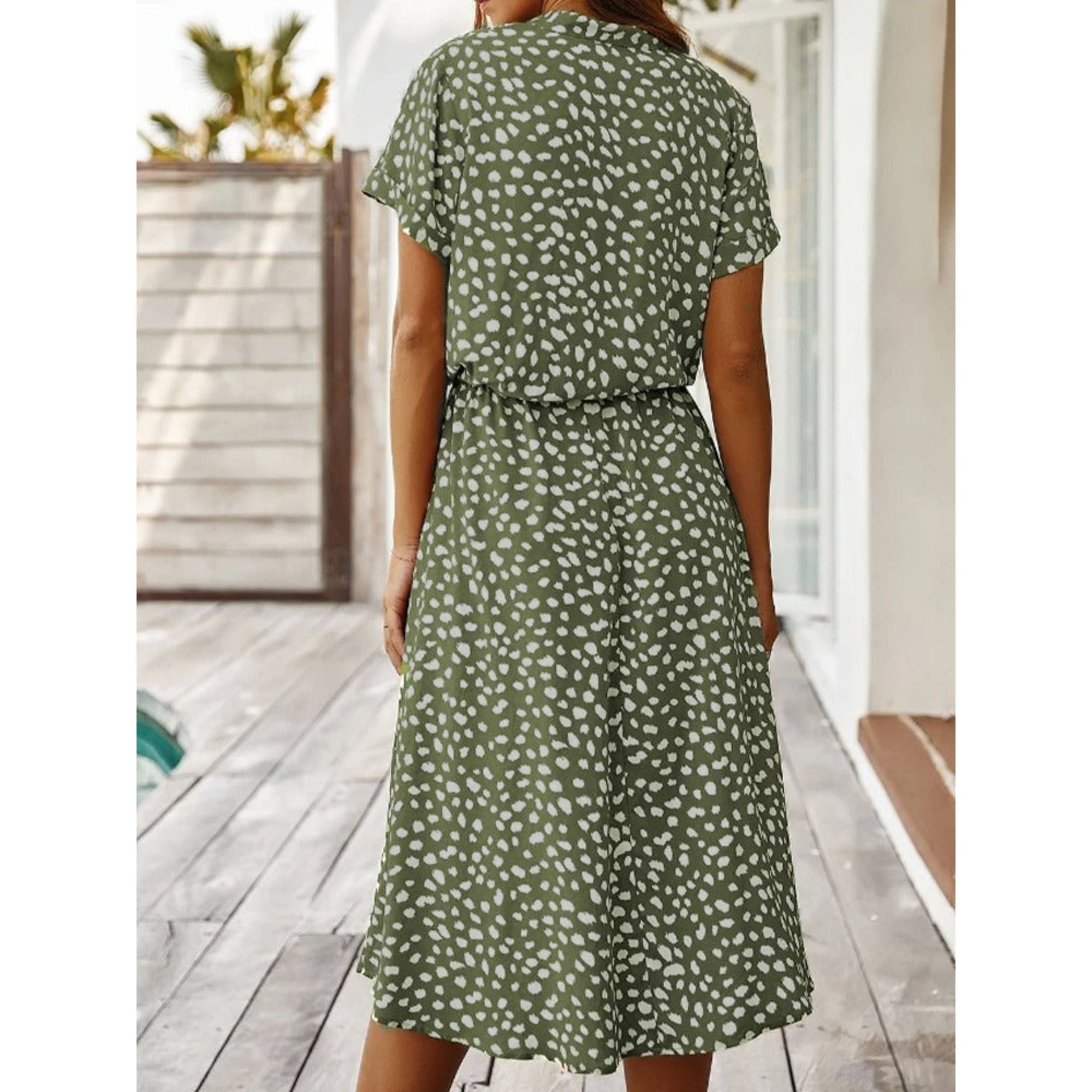 Amira | Knopf-Down-Midikleid mit Bindegürtel