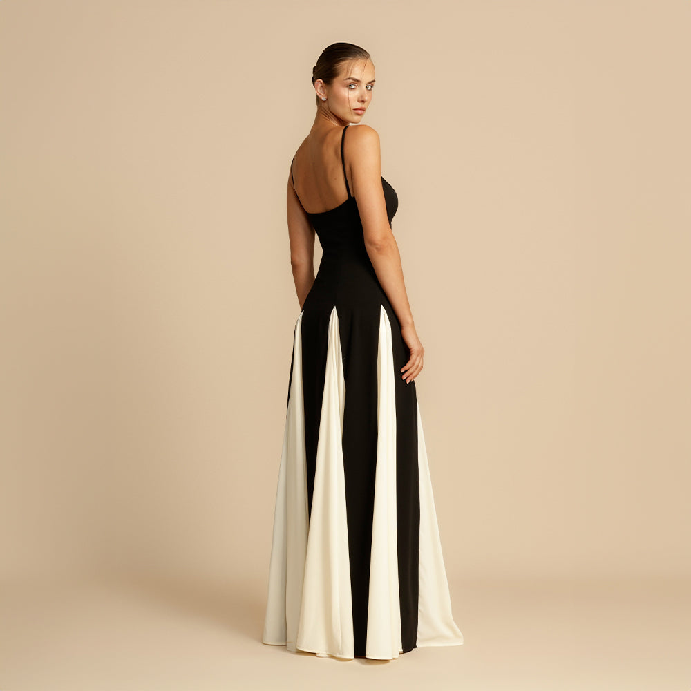 Noelle | Zweifarbiges Abendkleid mit Schwingeffekt