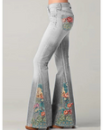 Carina | Flared Jeans mit Blumenmuster