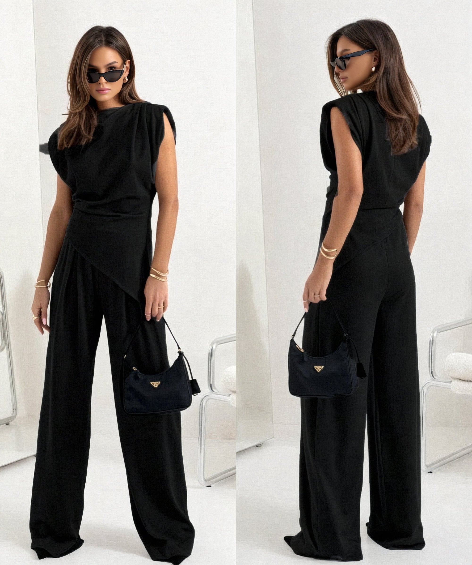 Viviana | Elegantes Damen-Zweiteiler-Set mit asymmetrischem Top