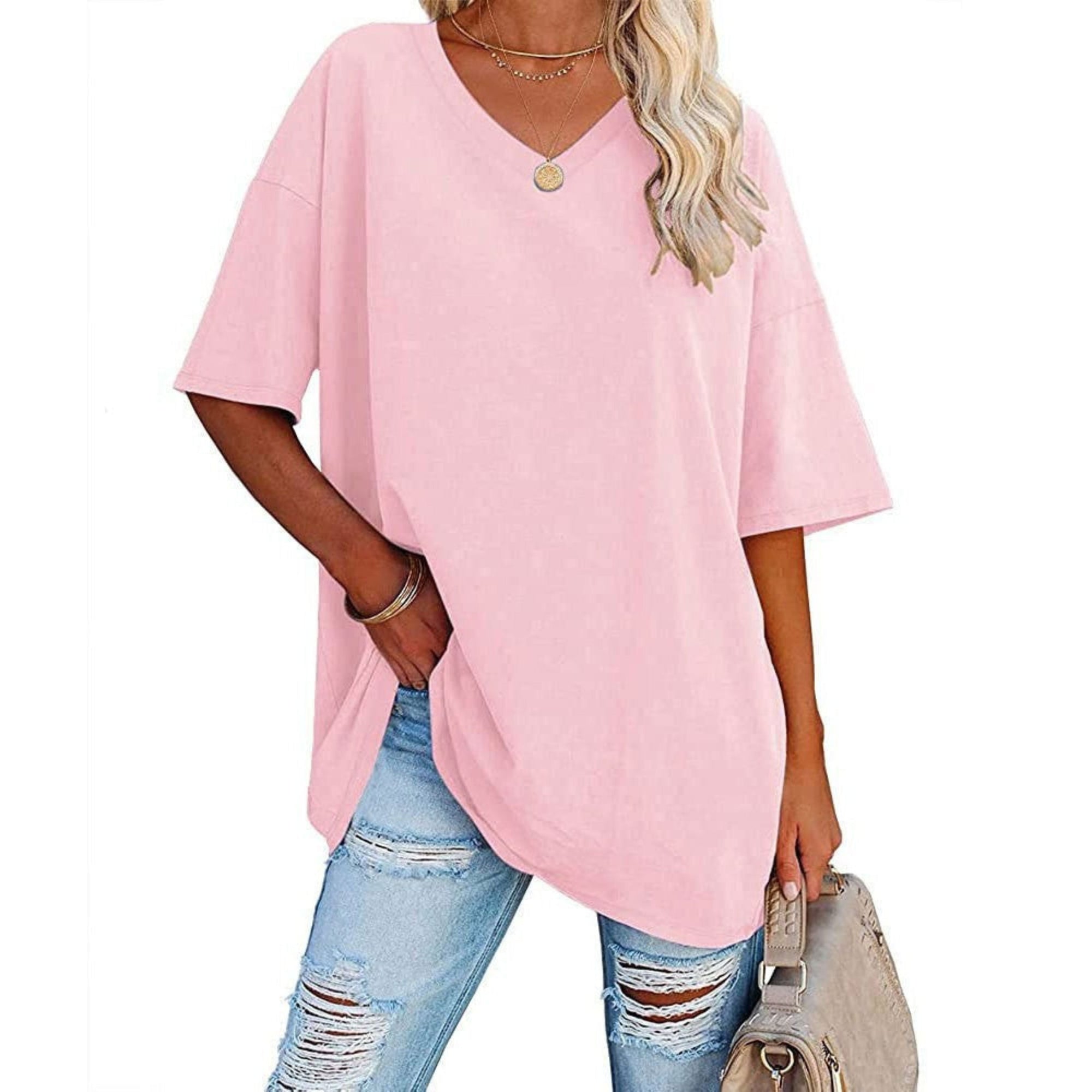 Liora | Oversized Damen T-Shirt mit V-Ausschnitt