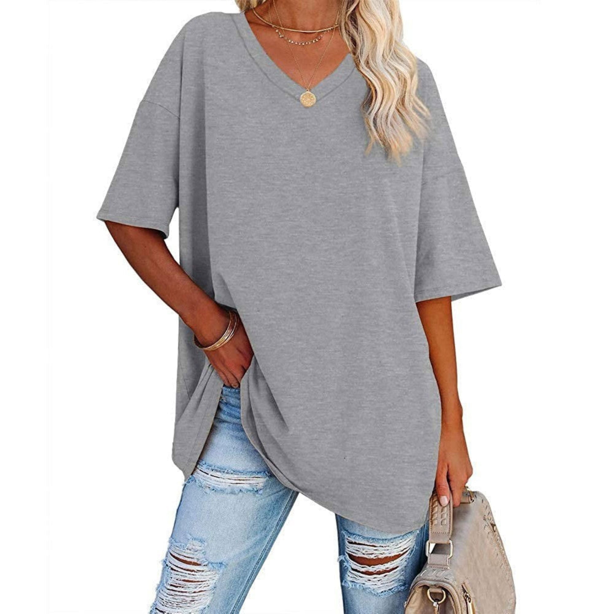 Liora | Oversized Damen T-Shirt mit V-Ausschnitt