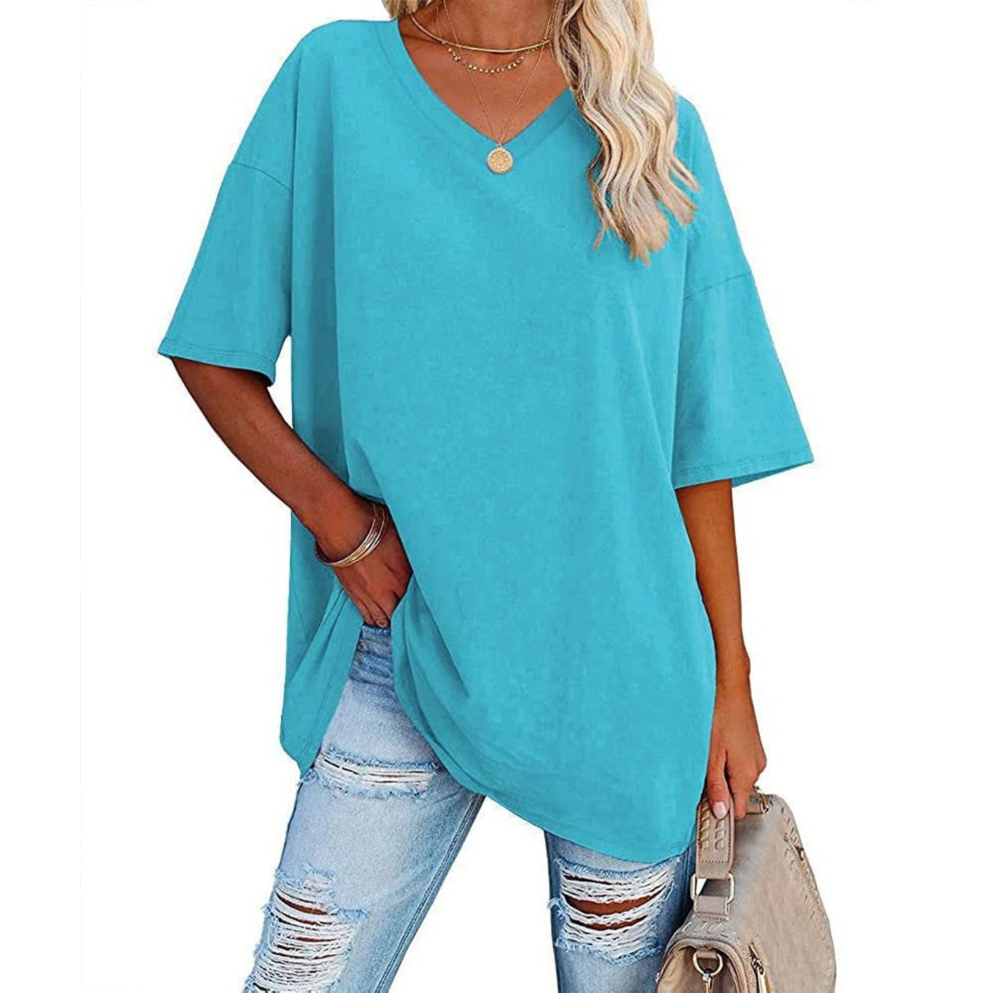 Liora | Oversized Damen T-Shirt mit V-Ausschnitt