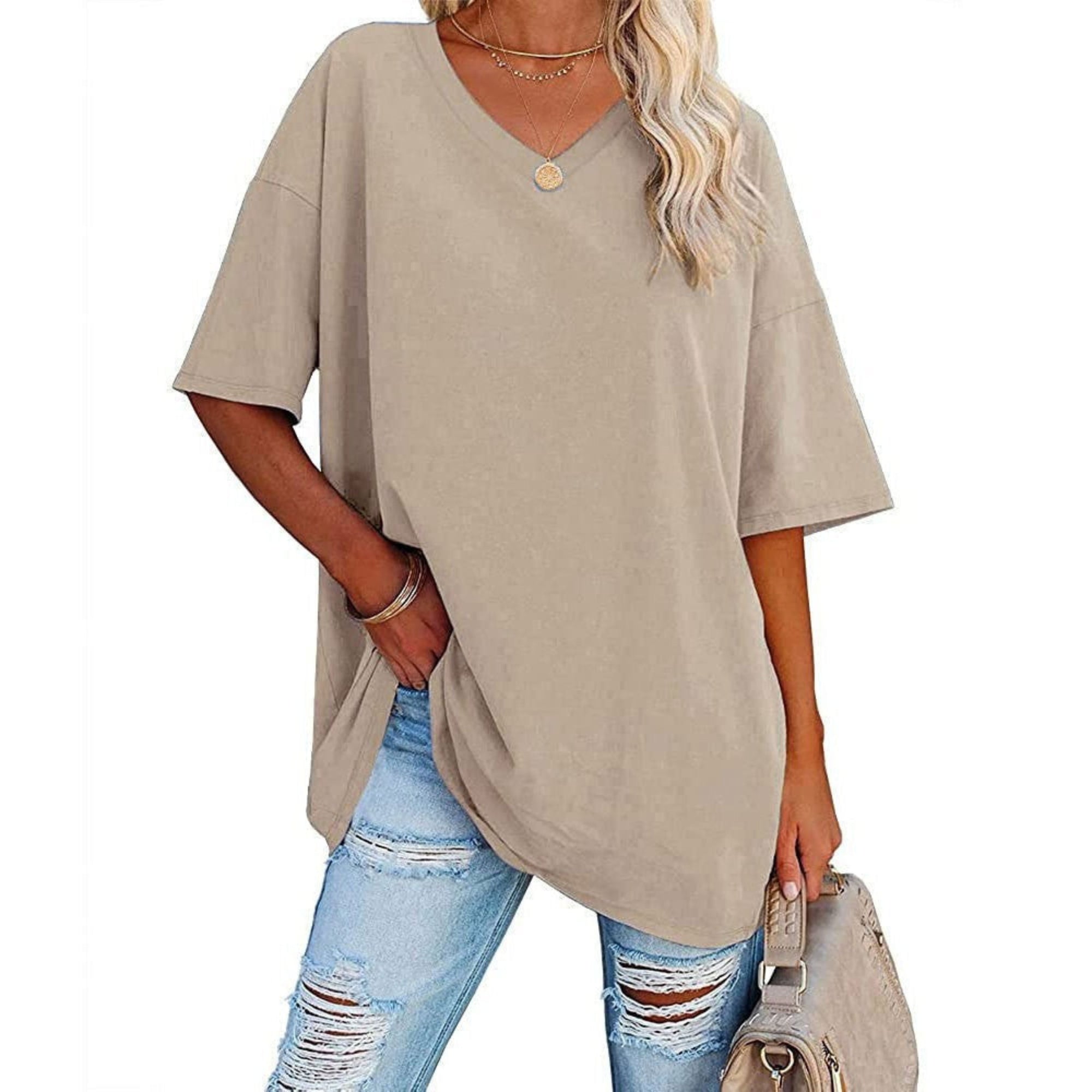 Liora | Oversized Damen T-Shirt mit V-Ausschnitt