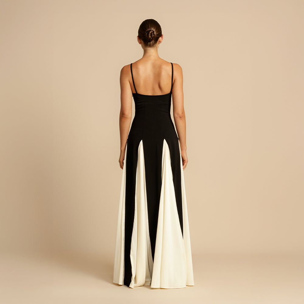 Noelle | Zweifarbiges Abendkleid mit Schwingeffekt