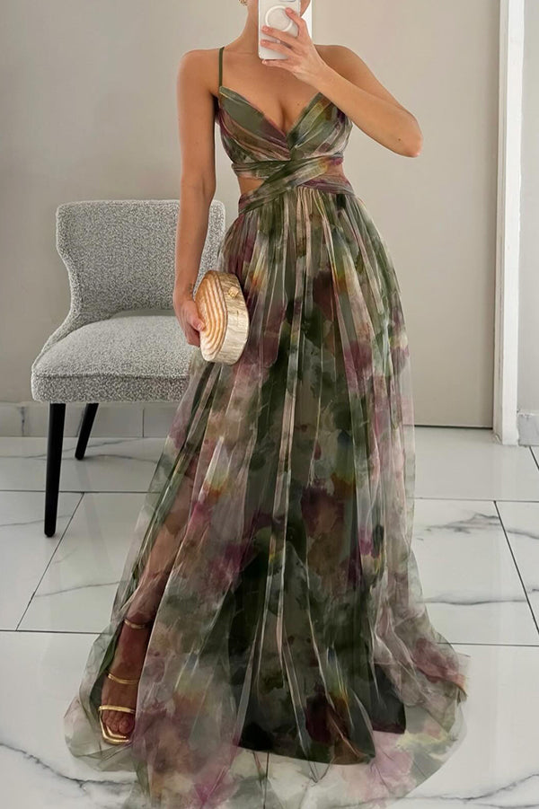 Alina | Maxikleid mit Blumenmuster und Rückendetail