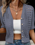 Almara | Kurz geschnittener Häkel-Cardigan mit Knopfleiste für Damen