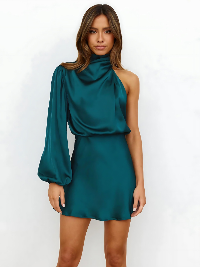 Alvara | Asymmetrisches Satinkleid mit One-Shoulder-Design