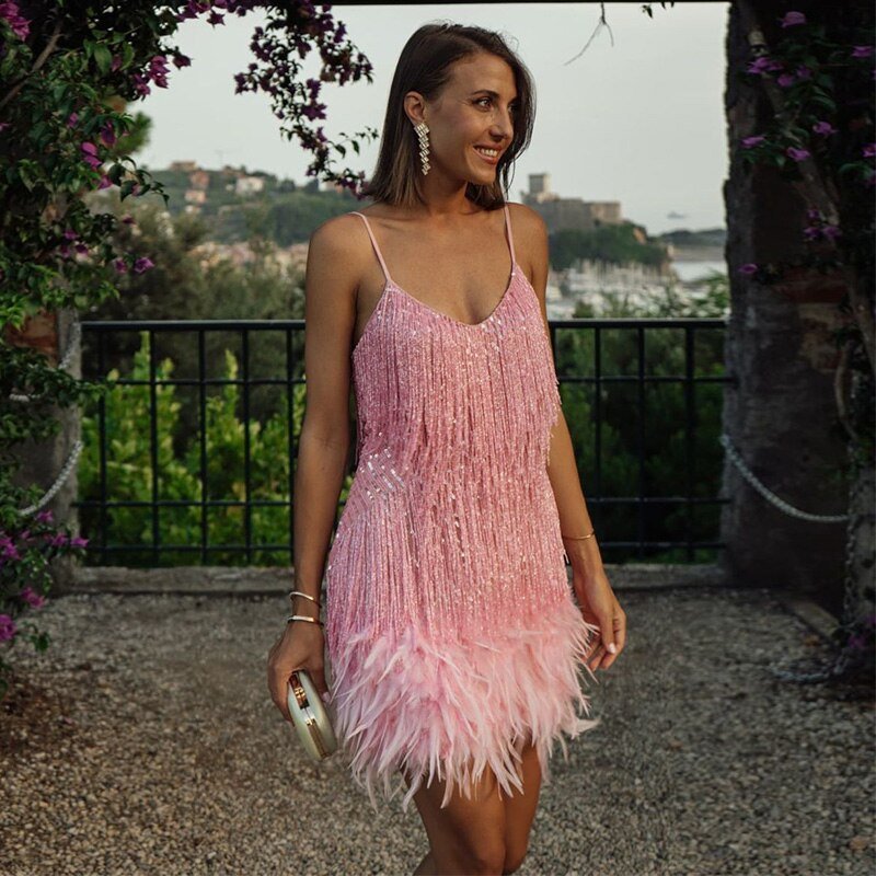 Celestine | Luxus-Feder-Minikleid für Damen